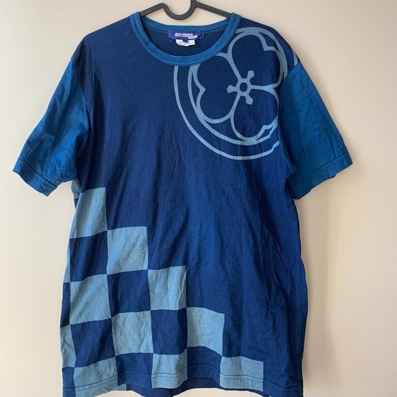 JUNYA WATANABE MAN INDIGO-DYED KATAZOME PRINT T-SH - Picture 1 of 4